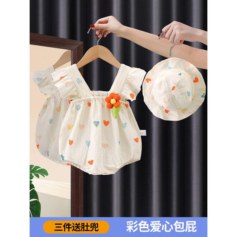 Bebê gaze roupas de bebê verão estilo fino bebê triângulo macacão roupas recém-nascidos Super bonito roupas de verão