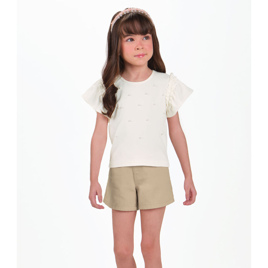 Conjunto Infantil Camiseta com Shorts Trick Nick Bege