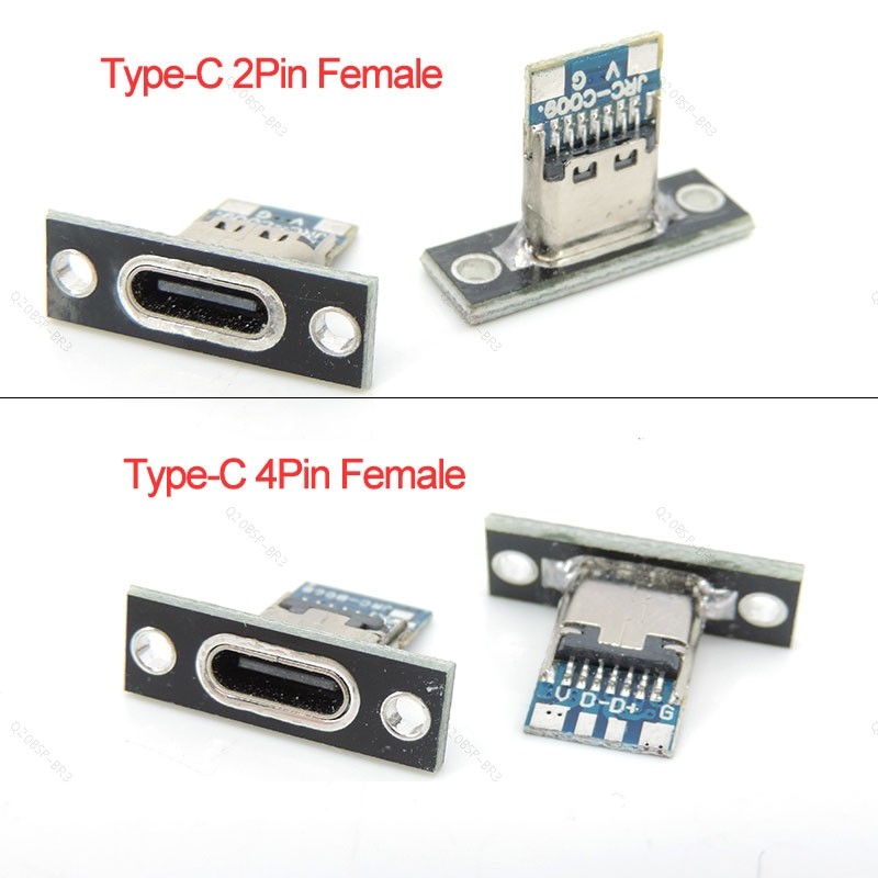 Tipo-C USB Jack 3.1 2Pin 4Pin Conector Fêmea Porta De Carregamento 3.1 Soquete Placa De Fixação BR20B3