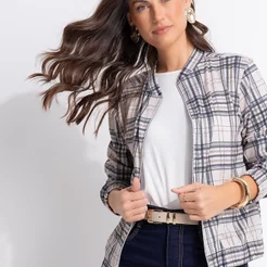 Jaqueta Xadrez Em Malha Canelada Quintess