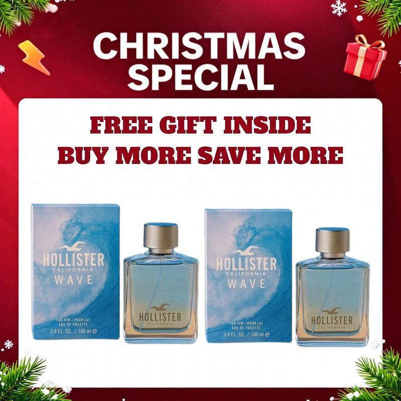 Perfume Masculino WavebyHollister 3.4 oz Eau de Toilette Spray, Colônia Unissex, Fragrância de Verão e Primavera, Pr