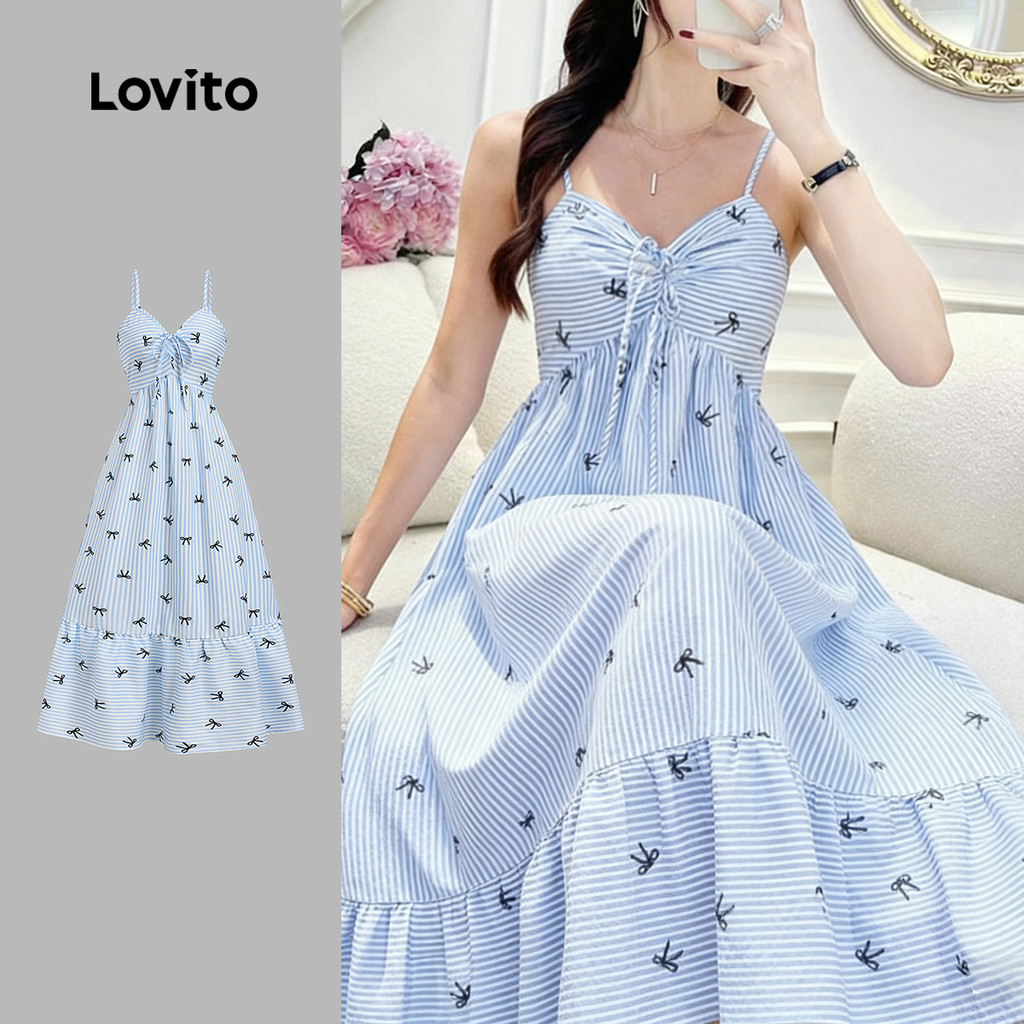 Lovito Vestido Boho com Zíper Padrão Vestido de Primavera/verão para Mulheres L184LD577