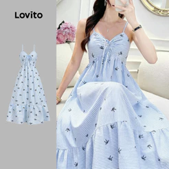 Lovito Férias Vestido com Zíper Padrão Vestido de Primavera/verão para Mulheres L184LD577