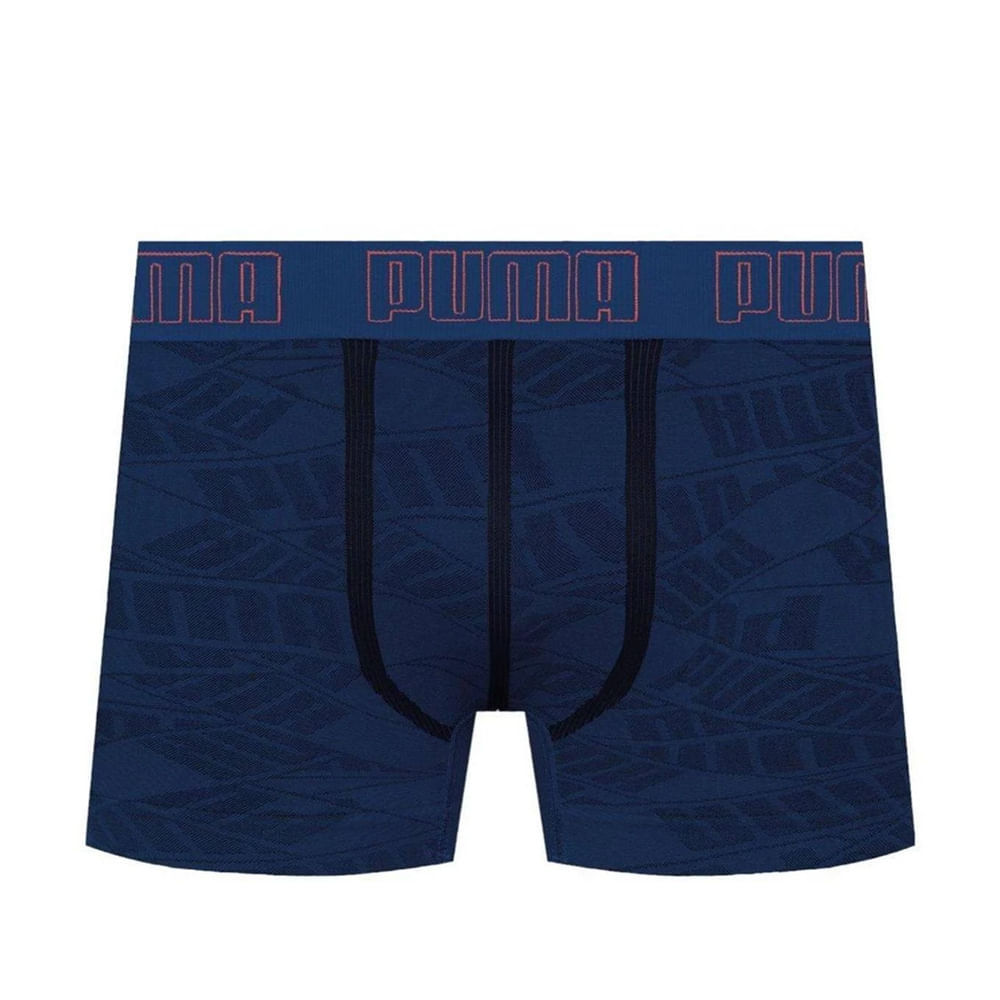 Cueca Boxer Masculina Puma Sem Costuras Estampada Azul