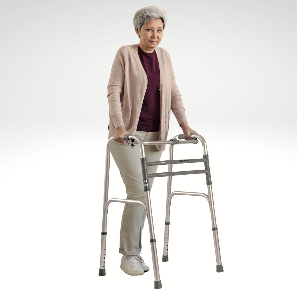 Andador Articulado 3 Barras SC300 Sem Roda Hidrolight Alumínio Leve Dobrável Até 135kg Altura Regulável