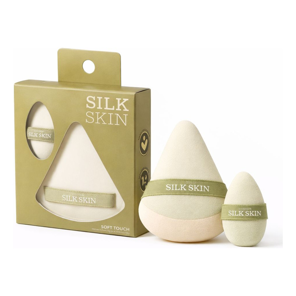 Kit 2 Esponjas Triângulo Maquiagem Soft Touch Silk Skin Ruby Rose Acabamento Matte Retocar Pó Facial