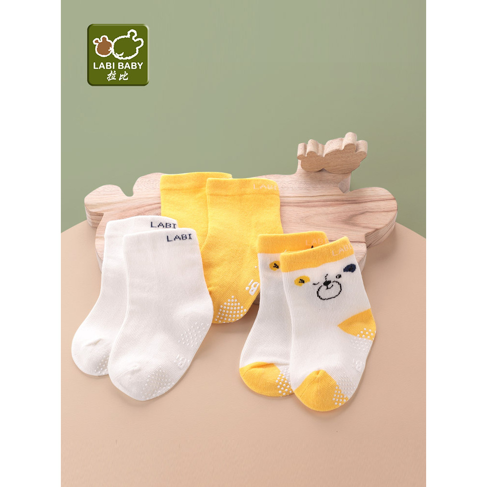 Rabi oficial carro-chefe meias do bebê outono inverno meias do bebê meninos meninas crianças meias de chão bb (3 pares)