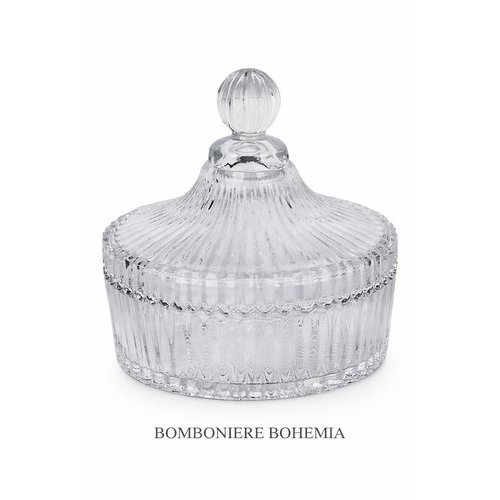 Bomboniere Bohemia Vidro 14cm Baleiro Pote Para Doces Balas Com Tampa Fratelli Decoração Luxo