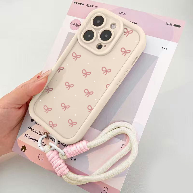 Capa para iPhone 13 12 11 14 15 16 17 pro max Laço rosa Silicone Anti-choque Frete Grátis,Envio 24h — imagem 2 de 2