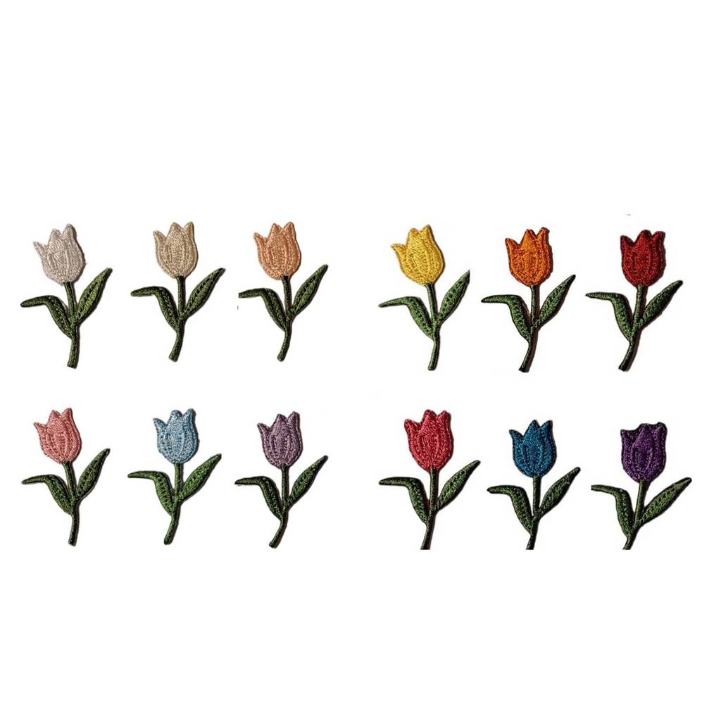 FLOR TULIPA BORDADA PATCH APLIQUE TERMOCOLANTE  KIT 6 CORES