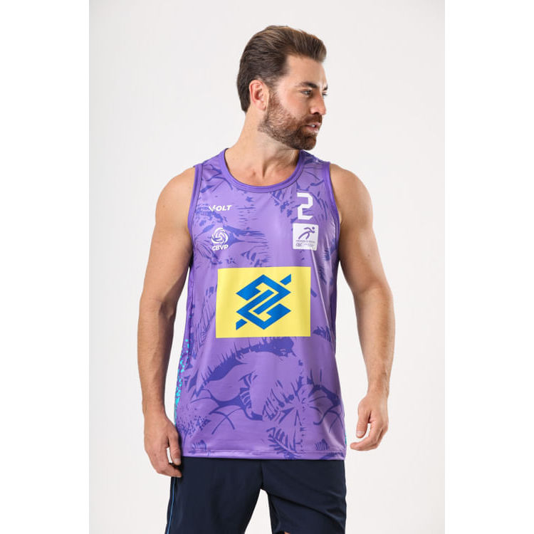 Regata Vôlei De Praia Brasil Oficial Masculina Lilás Volt