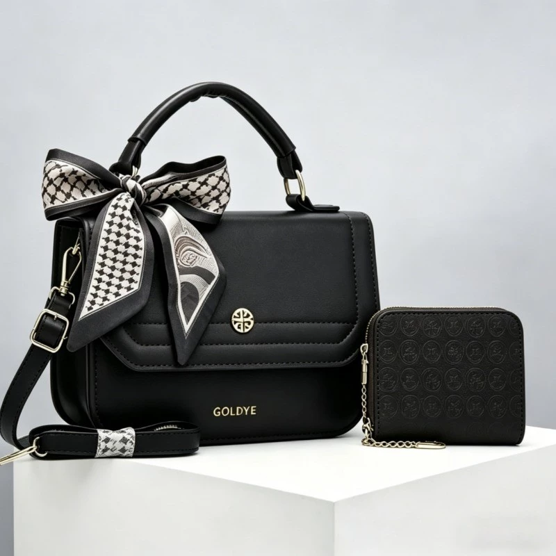 Bolsa Feminina 2 Peças Com Carteira Alça De Mão E Transversal Luxo Elegante Tendência Uso Diário Trabalho Passeio — imagem 1