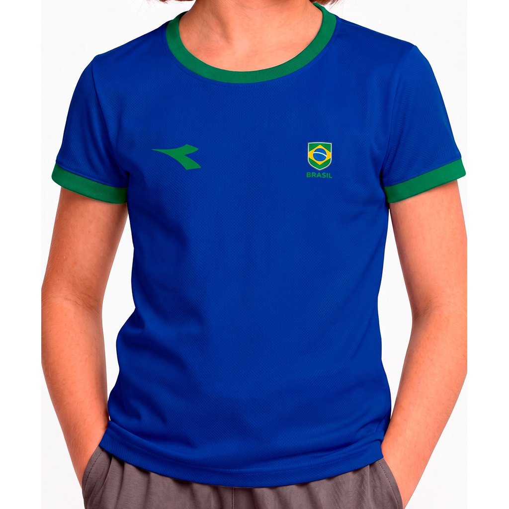 Camiseta Diadora Juvenil Feminina Campione Confortável Leve Dia a Dia Original
