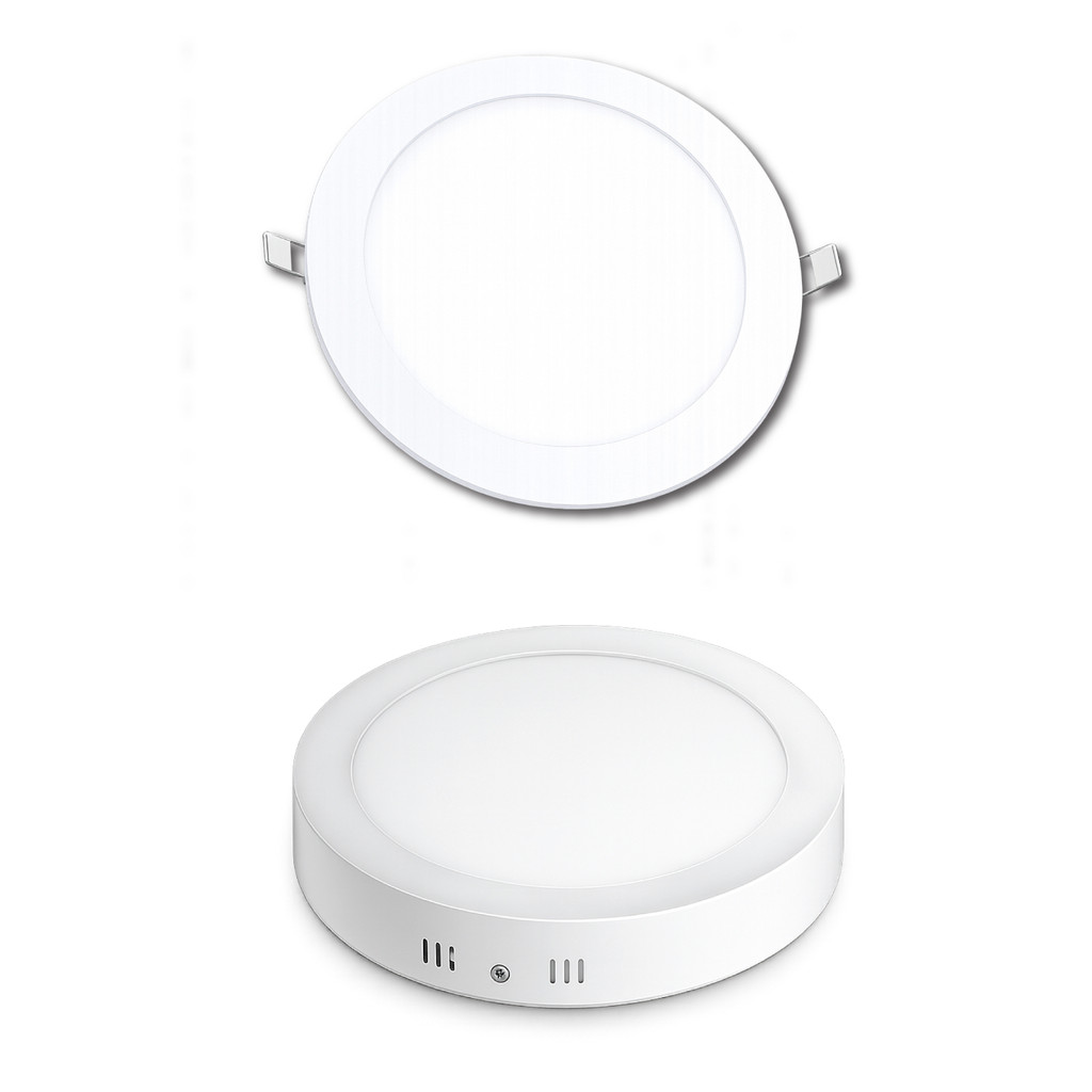 kit 2 Luminaria 12w/18w/24w Aluminio Painel Plafon Led Embutir/Sobrepor Redondo bivolt
