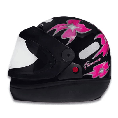 CAPACETE TAURUS SAN MARINO FEMME COM FLOR ROSA PRETO 58