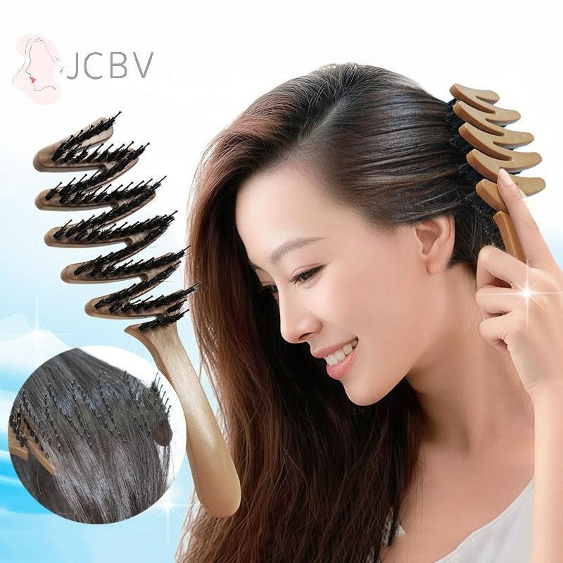 [JCBV] Pente De Cabelo Com Cerdas De Nylon Oco Desembaraçador Escova Feminina Massagem Para Couro Cabeludo Encaracolado