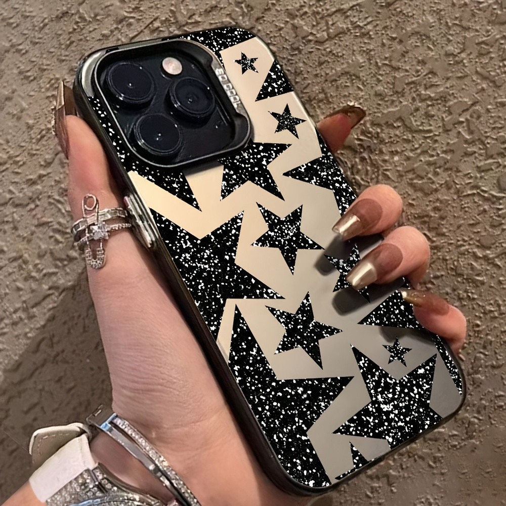 Capinha Estrela Preta com Glitter Samsung A07 A17 A15 A16 A54 A55 A34 A23 A35 S21 S22 S23 S24 FE ultra S25 