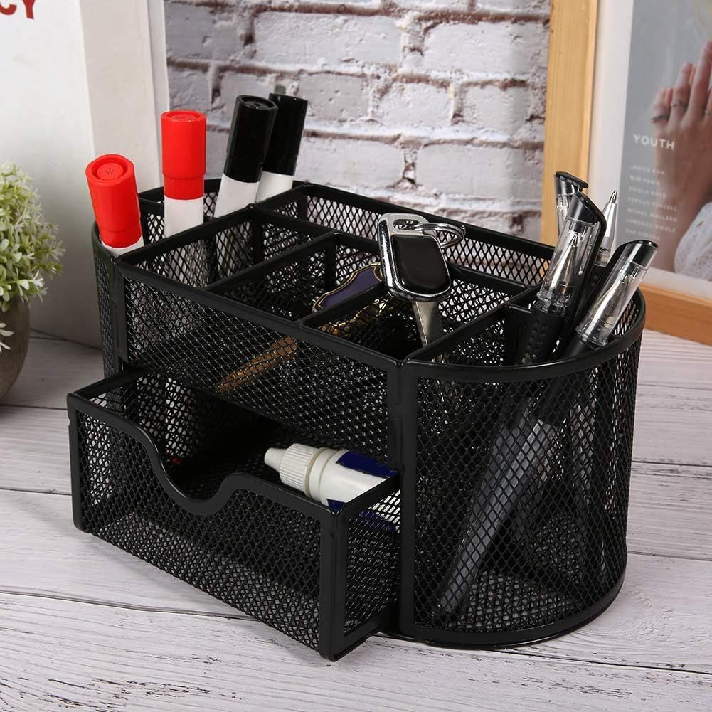 Organizador de Mesa com Divisórias em Ferro Preto em Oferta na Shopee