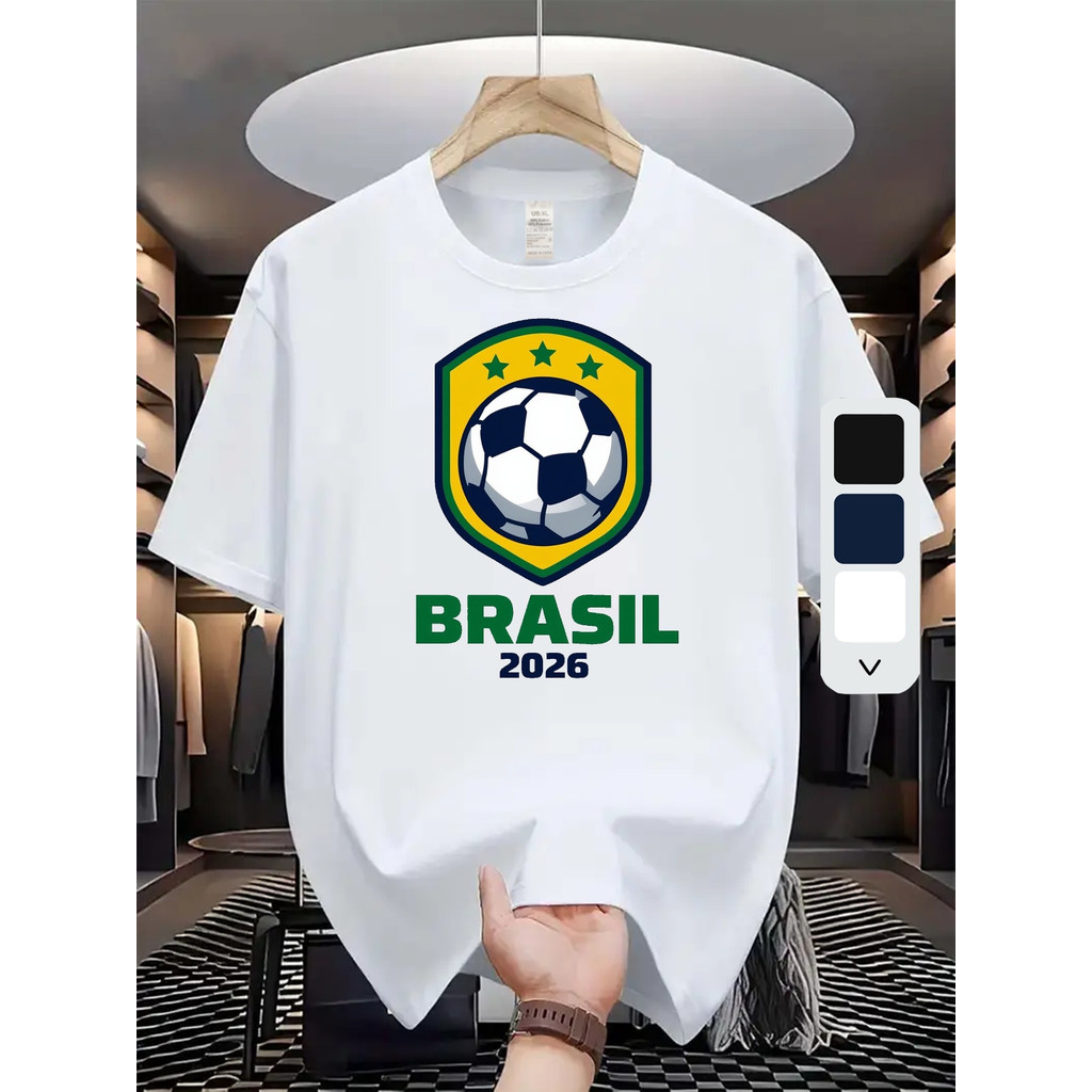 Camiseta futebol brasileiro para homem - Edição 2026 verão casual camisa de futebol do Brasil