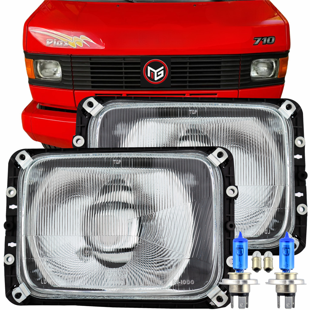 Kit Farol Principal Mercedes-benz Mercedinho 709 710 de 1989 a 1999 + Lampada Super Branca