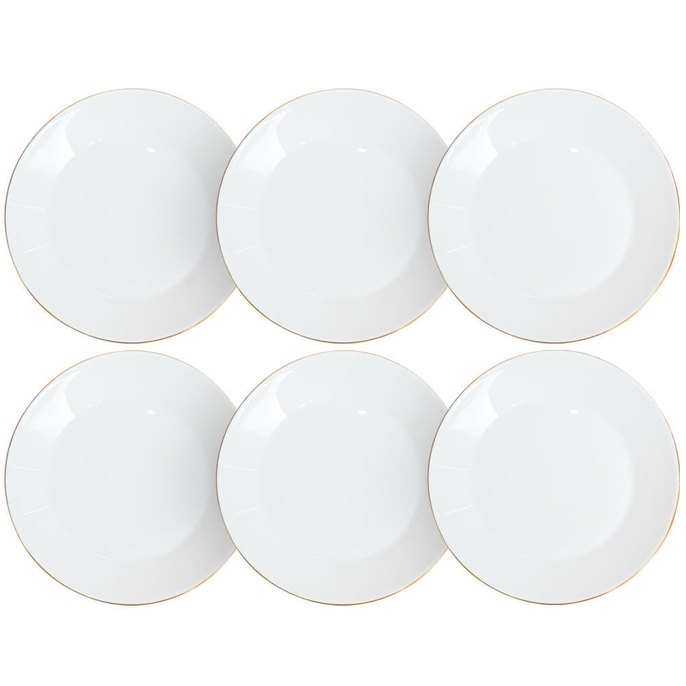 Jogo de Pratos de Raso Catarina em Opaline com Fio de Ouro 27cm 6 peças - Hauskraft