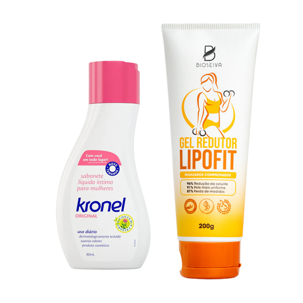 Kit Kronel Sabonete Íntimo 80mL + Gel Redutor de Medidas Lipofit 200g - Cuidado Diário e Beleza