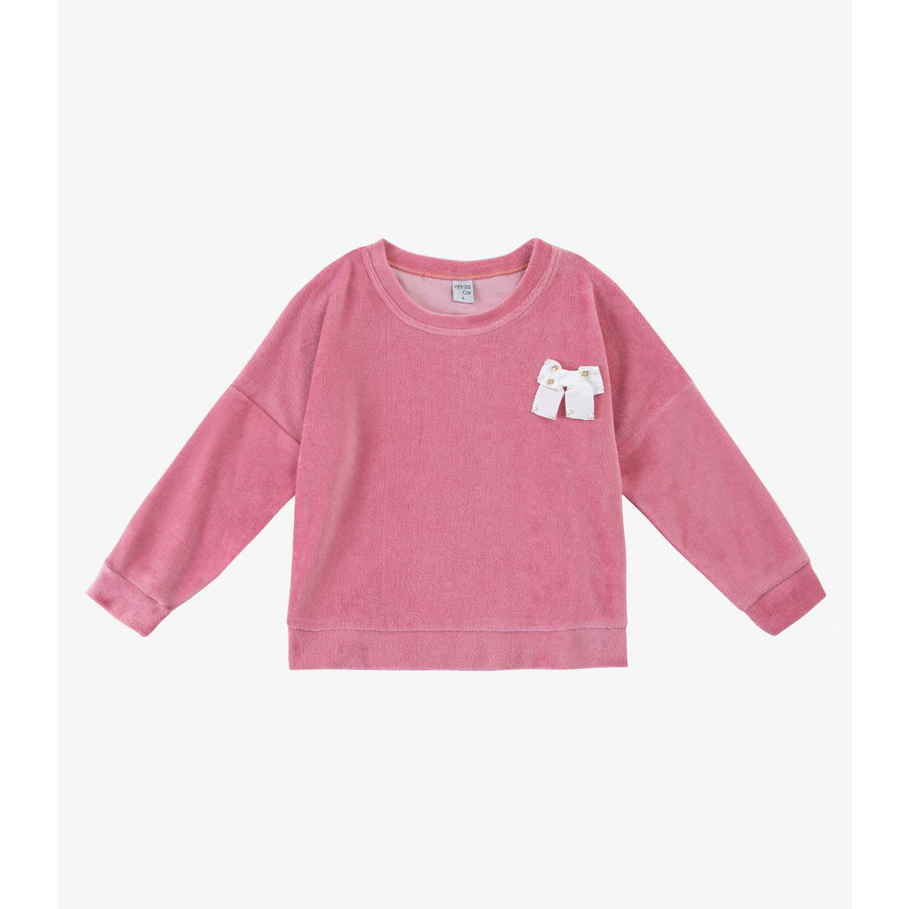 Detalhes do Blusão Infantil Menina Com Laço Infinita Cor Rosa