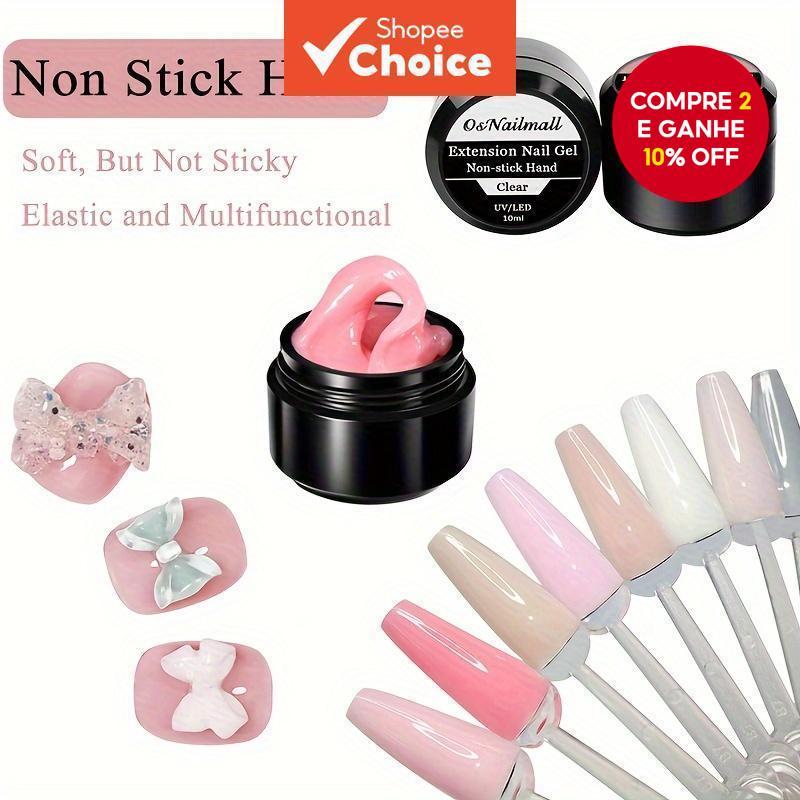 10 ml Estado Sólido Antiaderente Mão Extensão Sólida Gel De Unhas Claro Nude Rosa Strass Cola Fácil De Operar
