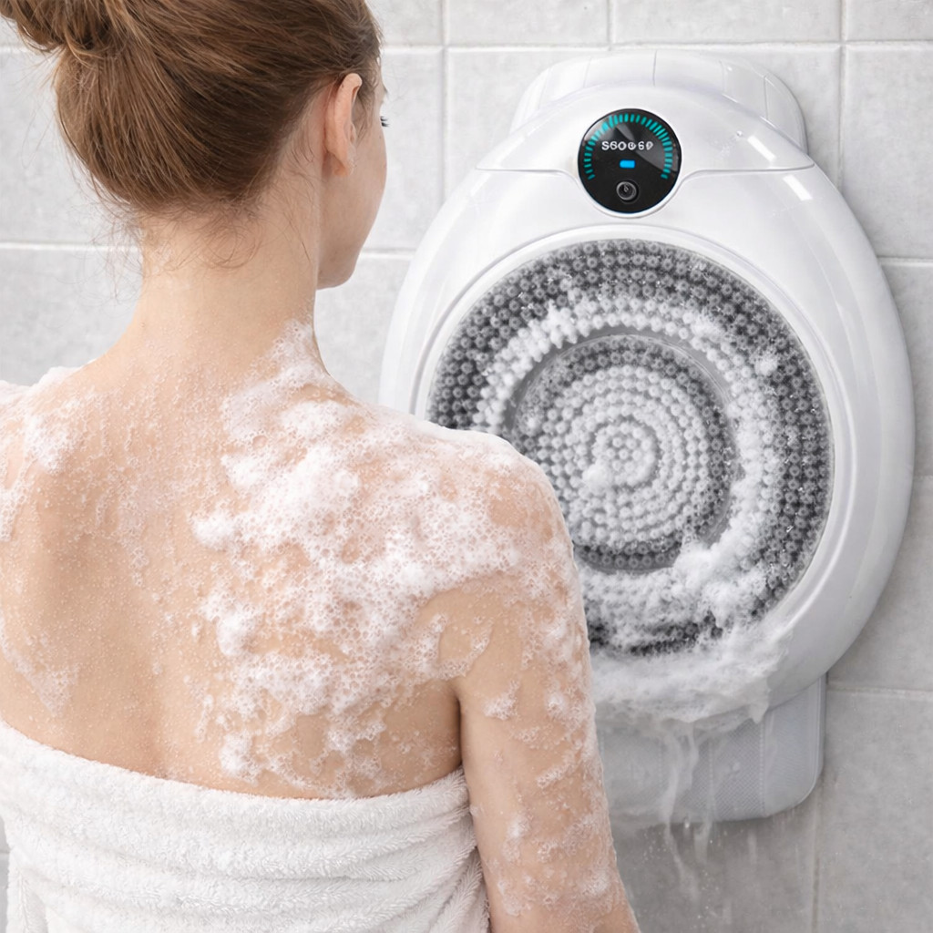 Lavador de Costas Elétrico de Parede Magnético com Escova Substituível Massagem Limpeza Profunda e Baixo Ruído em Oferta na Shopee