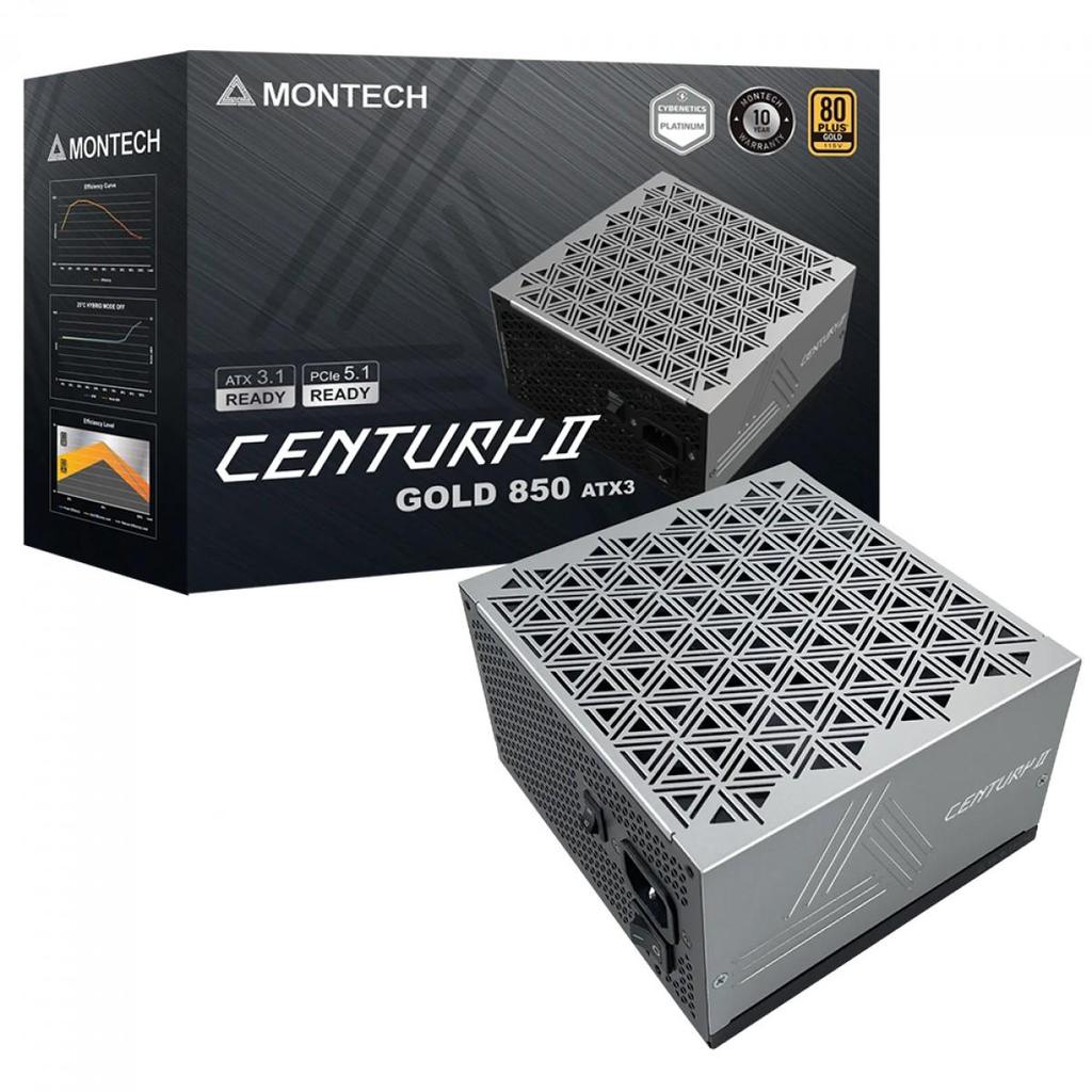 Fonte Montech Century II 850W, 80 Plus Gold, Cybenetics Platinum, PCIe 5.1, PFC Ativo, Full Modular, Cinza em Oferta na Shopee