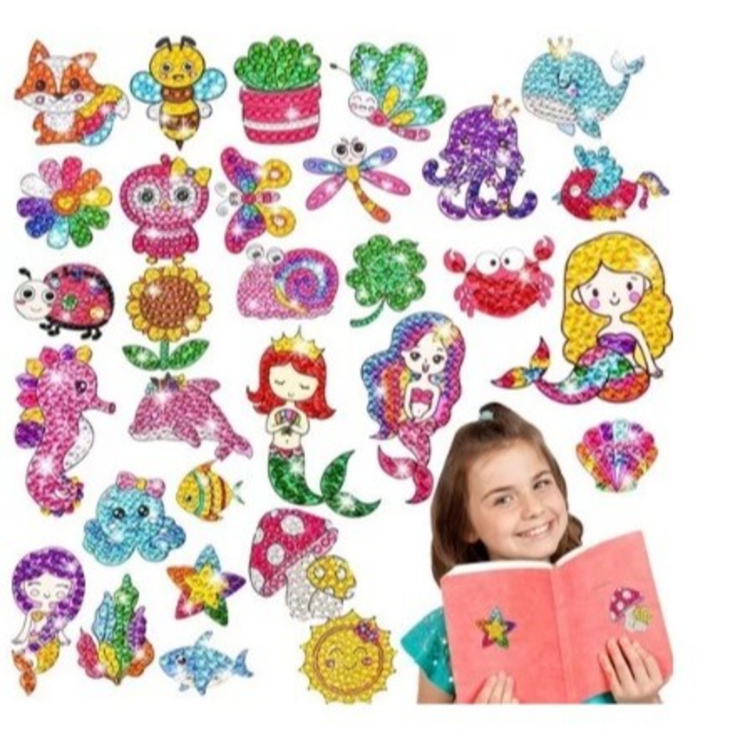 Kit de Pintura Infantil Diamante Dye Desenho Animado Com Pingente e Joia de Desenhos Aleatórios. em Oferta na Shopee