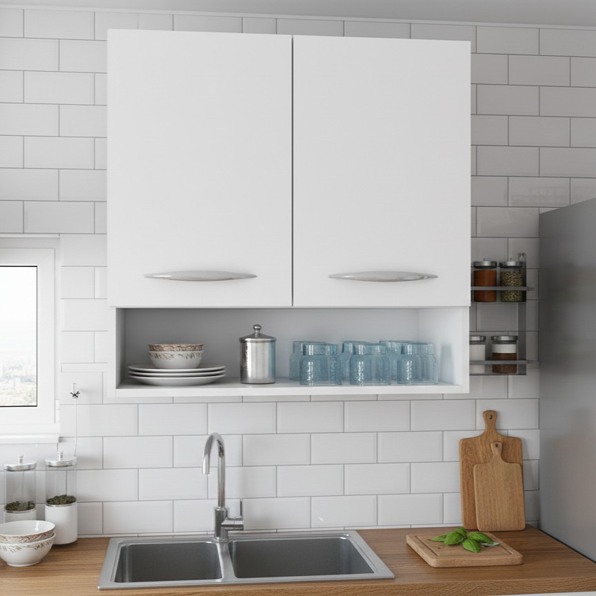 QUEIMA DE ESTOQUE - Armário Aéreo Multiuso para Cozinha com 2 Portas e Nicho — imagem 2 de 2