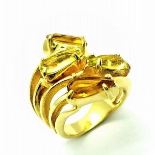 Anel Gotas De Pedra Cristal Ramos Banho De Ouro 18k 1415