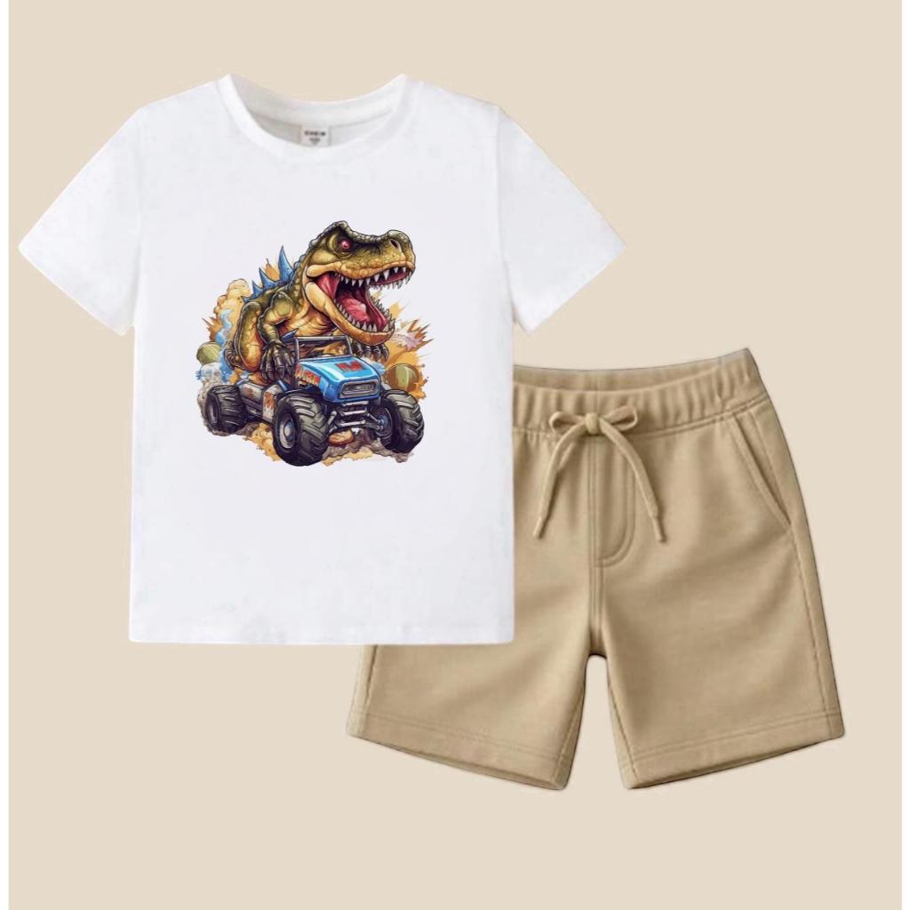 Conjunto Infantil Masculino Camiseta e short Varias estampas Dino Truck