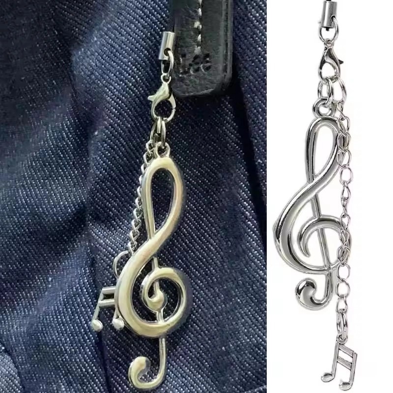 Bonito Cor Prata Pingente Telefone Encantos Na Moda Y2K Nota Musical Chaveiro Mochila Ornamentos Saco Acessórios Present