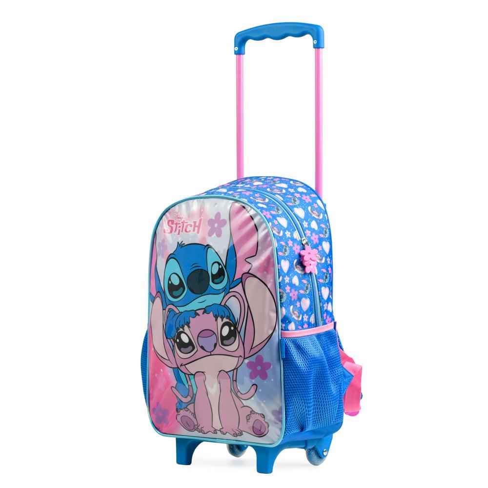 Kit Mochila de Rodinha e Lancheira Térmica Infantil Feminina Stitch Azul — imagem 2 de 2