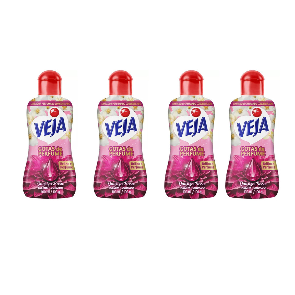 Limpador Perfumado Concentrado Veja Kit 4 100 ml Jasmim