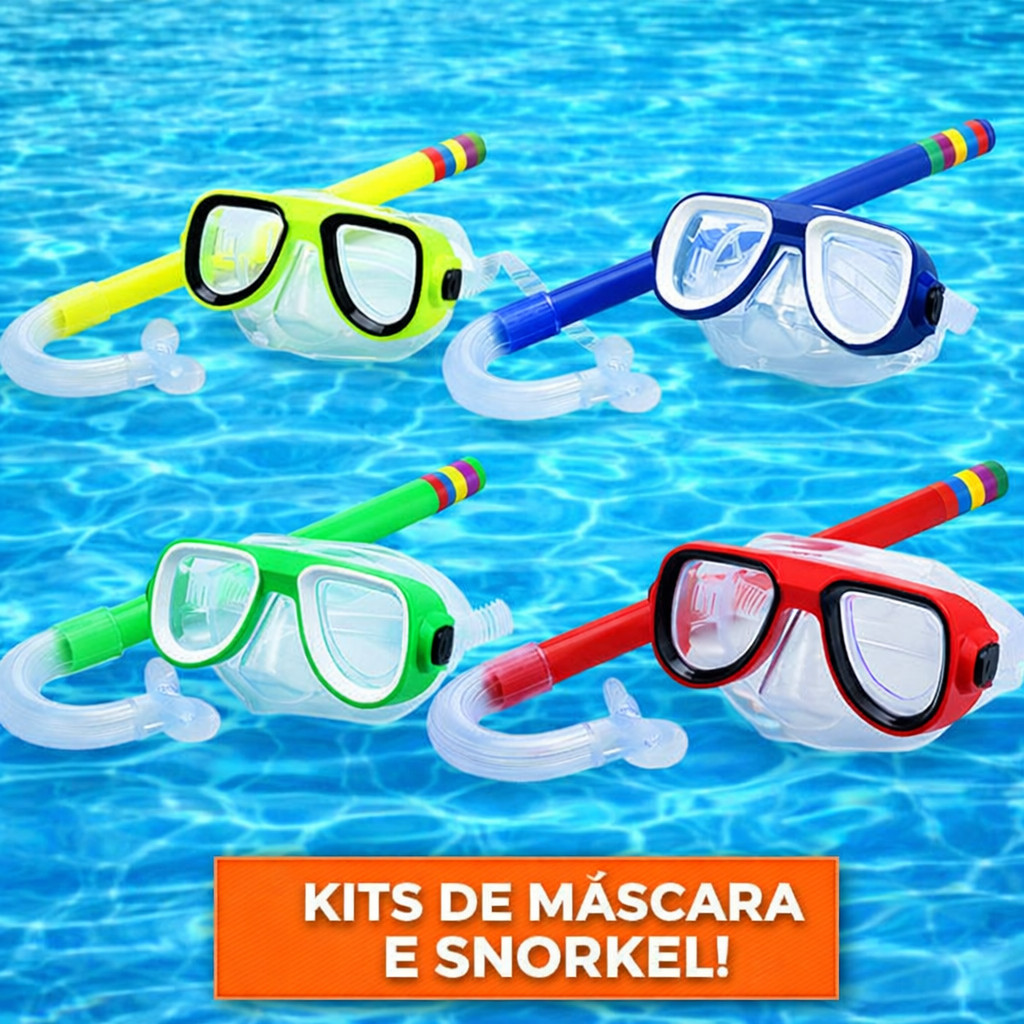 Máscara De Mergulho Snorkel Infantil Óculos Piscina Praia Natação