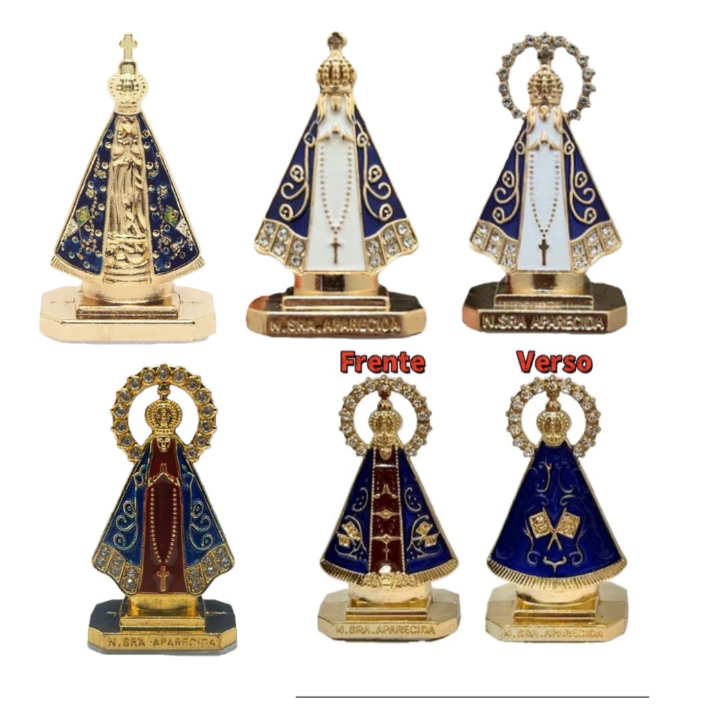 Imagem Nossa Senhora Aparecida Metal Carro Escritório Dupla Face 5-5.5cm