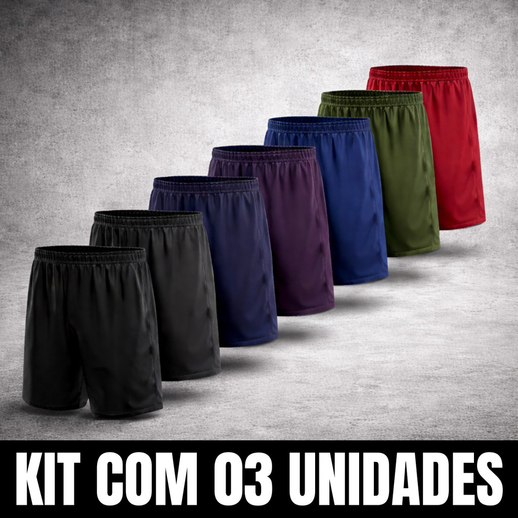Kit 3 Bermuda Masculina Short Calção Futebol Academia Praia Caminhada Lazer Cores Sortidas em Oferta na Shopee