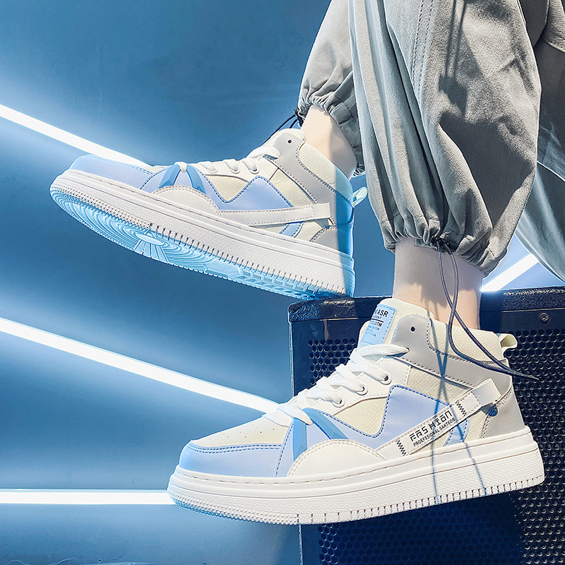 Sapatos masculinos de cano alto 2026 Novo estilo de verão Street Wear Tênis casuais de cano médio para estudantes do ens