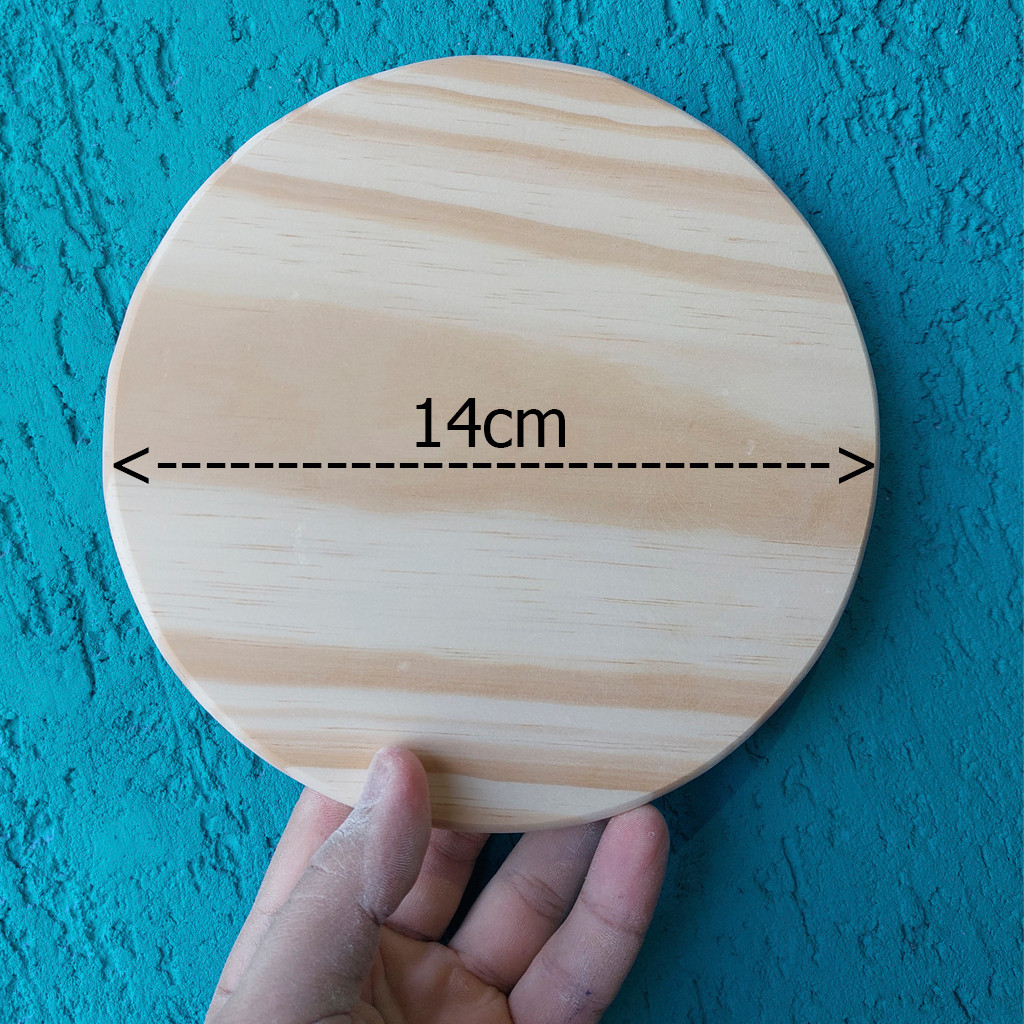 Kit 6 unidades bolacha pinus 14cm Madeira Natural Pinus Placa Redonda  Madeira Decorativa Multiuso