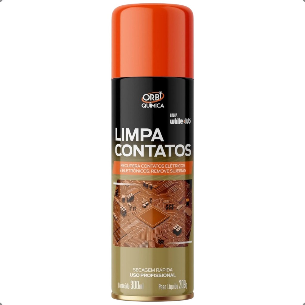 Spray Limpa Contato Elétrico Orbi Química 300ml Profissional Automotivo Informática Secagem Rápida