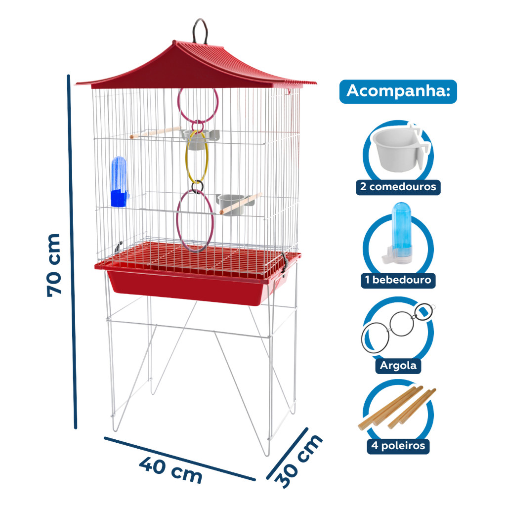 Mini Viveiro Calopsita Mansa Completa + acessórios em Oferta na Shopee