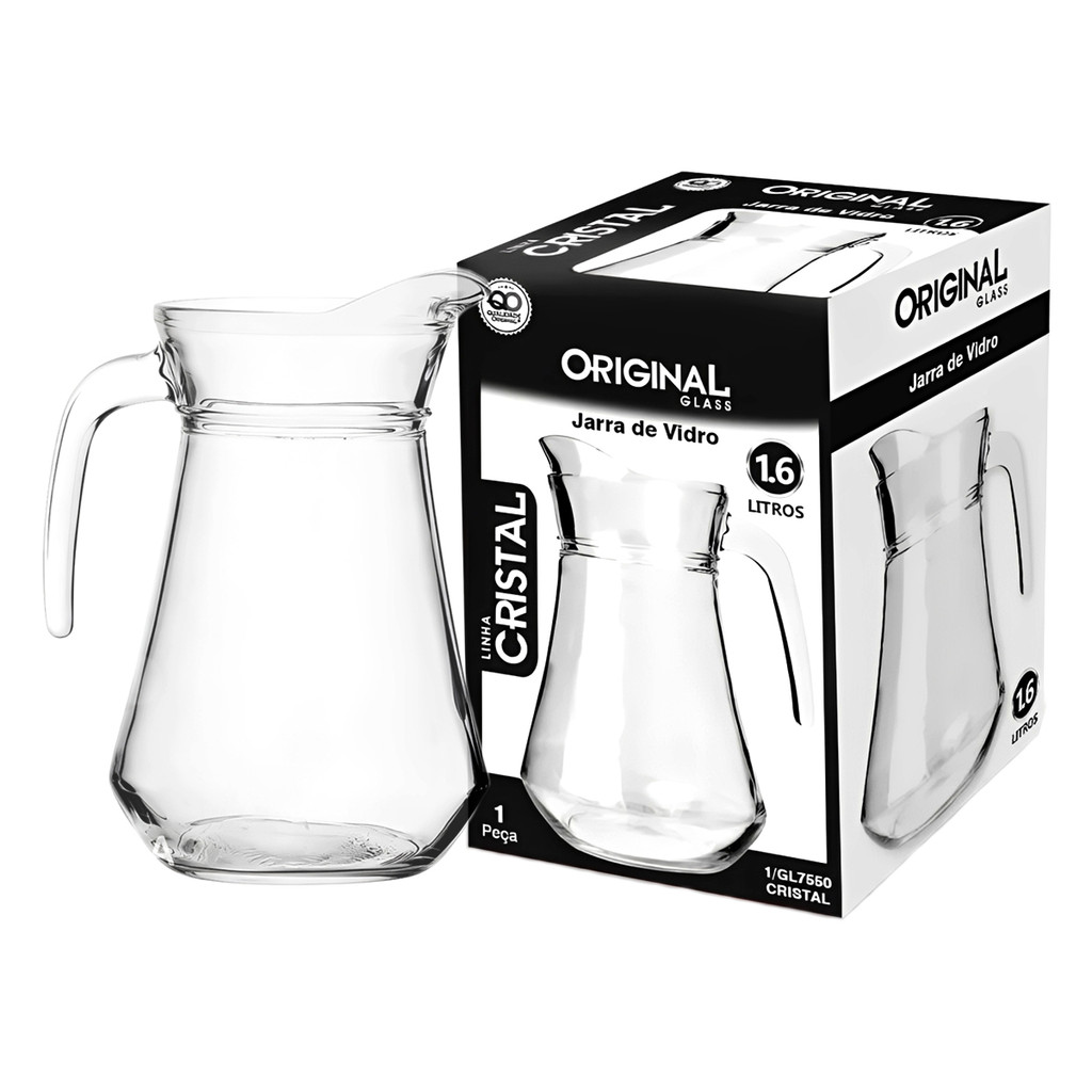 Jarra De Vidro Crystal 1,6L Com Tampa De Acrílico Original Line