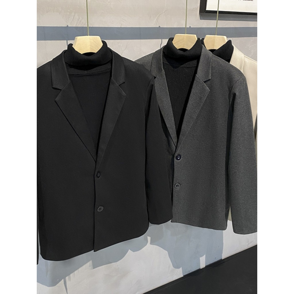 W inverno terno de lã masculino ins japonês Retro britânico não-ferro pequeno terno Casual rufião bonito único terno jaq