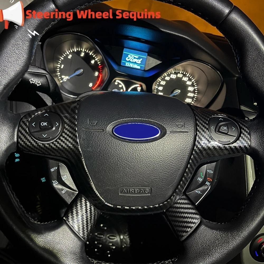 ABS Chrome Volante Capa Lantejoulas Guarnição Adesivo Para Ford Focus 3 Mk3 2012-14 Kuga Escape 13-15 C-MAX 11-17 Grand