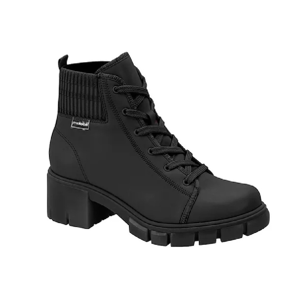 Bota Coturno Moleca Feminino Tratorada Salto Quadrado Baixo De Cadarço 5338.103