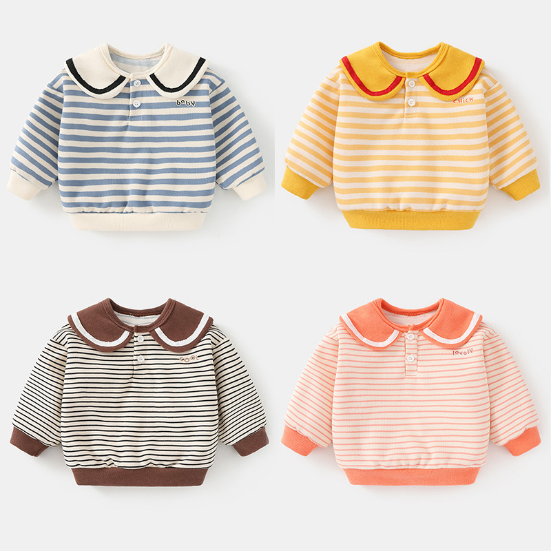 Bebê dos desenhos animados listrado moletom primavera outono estilo crianças novo estilo moda topo outono menino roupas 