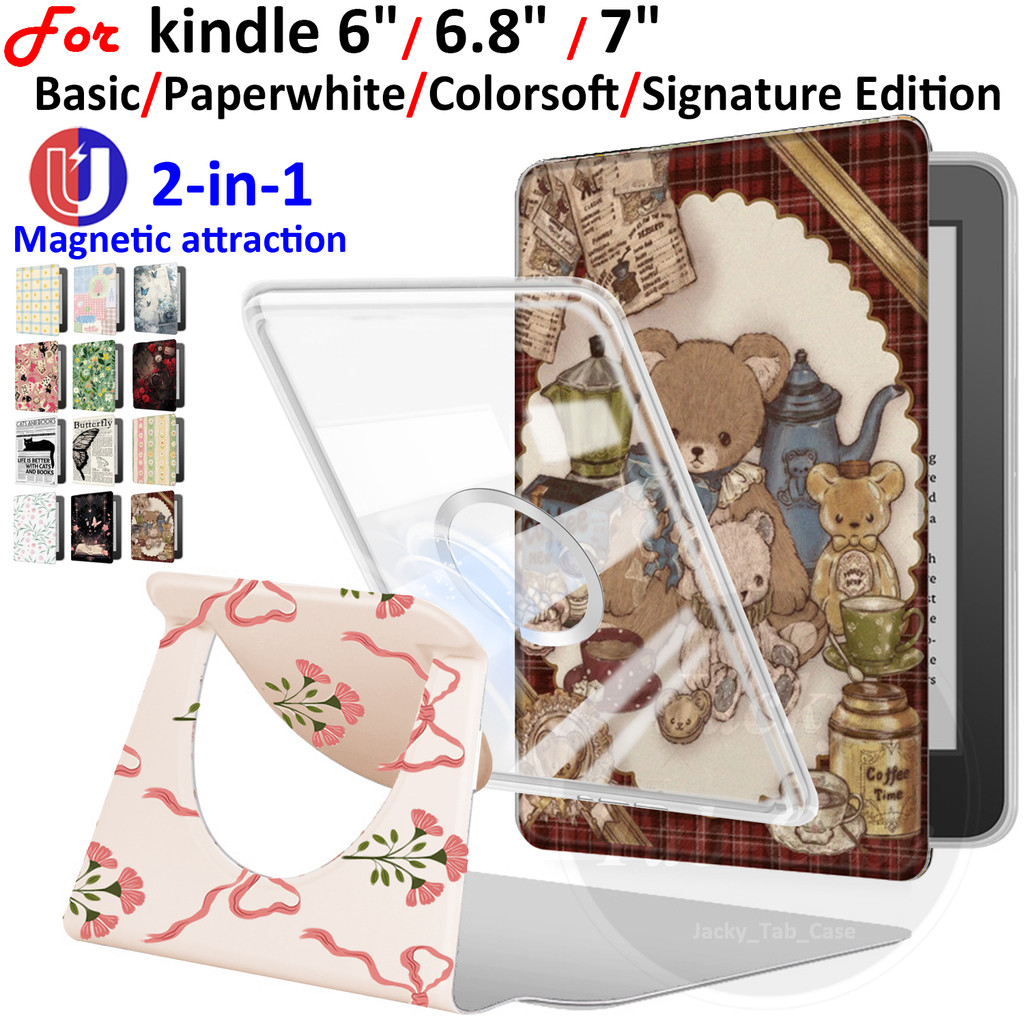 Destacável 2in1 Capa De Acrílico Para kindle 7" 6.8" 6" Colorsoft Paperwhite Signature Edition 12a 11a 10a Geração Basic